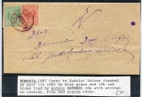 1887 , Lp 43d , Lp 43e , Plic francat cu doua marci Emisiunea Vulturi , ZATRENI ( 10 DEC 87 ) - RAMNICU VALCEA