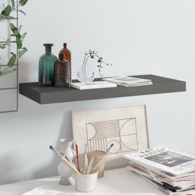 vidaXL Raft de perete suspendat, gri extralucios, 60x23,5x3,8 cm, MDF foto