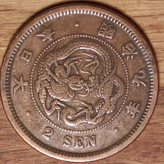 Japonia -moneda de colectie bronz- 2 sen 1876 - stare ff buna - absolut superba!