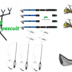 set pescuit cu rod pod echipat cu 4 senzori si 4 lansete 3.6m echipate