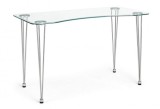 Cumpara ieftin Birou Rondo blat sticla transparenta picioare crom 120x60x74 cm