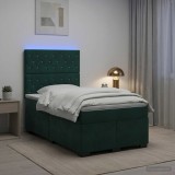 Cumpara ieftin Pat boxspring cu saltea Verde inchis 120 x 190 cm Catifea