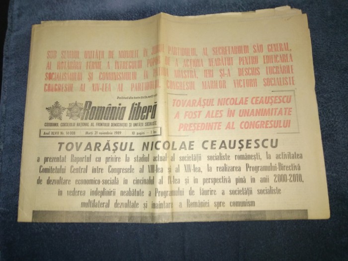 ZIARUL ROMANIA LIBERA 21 NOIEMBRIE 1989 AL 14 - LEA CONGRES PCR
