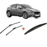 Cumpara ieftin Set 3 stergatoare MAZDA 3 (BM, BN) din 2013 - 2019, pentru parbriz si luneta fata si spate auto, Bosch Twin, din cauciuc siliconat rezistent, MAZDA