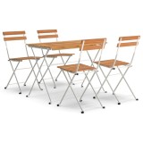 Set de bistro pliabil, 5 piese, lemn masiv de acacia si otel