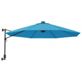 Umbrela de soare montate pe perete cu LED-uri Sea Blue, 290 cm GartenMobel Dekor, vidaXL