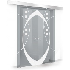 Usa culisanta Boss &reg; Duo model Shine alb, 60+60x215 cm, sticla gri securizata, glisanta in ambele directii