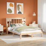 Cumpara ieftin Pat cu bibliotecă fără saltea, 160x200 cm, lemn masiv de pin