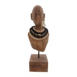 Cumpara ieftin Statueta Ebia bust lemn de mango metal in nuanta nuc 17x12.5x44 cm