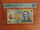 Bancnota 50 lei 2005(2009) gradata PMG 67 EPQ GEM UNC SECOND TOP POP (22 acelasi grad si doar 8 in grad mai mare)