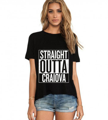 Tricou dama negru - Straight Outta Craiova - 2XL foto