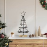 vidaXL Brad de Crăciun &icirc;n Formă de Con cu suport Negru 60 cm Oțel 42019157