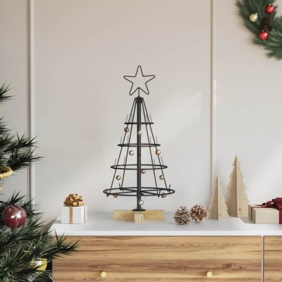 vidaXL Brad de Crăciun &amp;icirc;n Formă de Con cu suport Negru 60 cm Oțel 42019157 foto