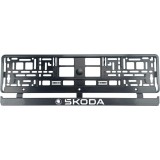 Set 2 bucati, suport numar inmatriculare Carbon, Skoda