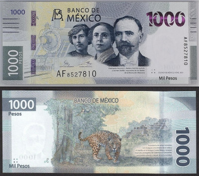 MEXIC █ bancnota █ 1000 Pesos █ 2021 █ P-137 █ SERIE AJ █ UNC █ necirculata foto
