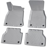 Set de 4 covorase gri cauciuc 3D stil tavita premium pentru Audi A6 C8 Sedan, Avant/Break din 2018, Recambo