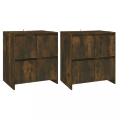 Servante, 2 buc., stejar fumuriu, 70x41x75 cm, lemn prelucrat