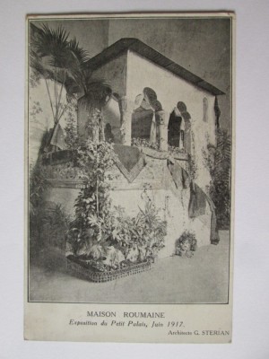 Carte postala necirculată Paris-Expoziția Miculuui Palat 1917:Casă rom&amp;acirc;nească foto