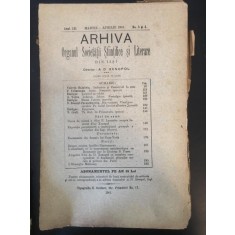 Arhiva - Organul Societatei Stiintifice si Literare Anul XII Martie-Aprilie 1901 No.3 si 4