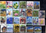 Lot Modern Timbre Japonia Pui de Pisică Barză Flori Muntele Fuji Ștampilat - A688