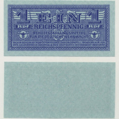 GERMANIA █ bancnota █ 1 Reichspfennig █ 1942 █ P-M32 Ro. 501 █ WEHRMACHT █ UNC