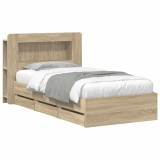 vidaXL Cadru de pat cu depozitare Stejar Sonoma 75 x 190 cm 3433995