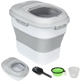 PawHut Recipient pentru Crochete de C&acirc;ini Capacitate 5-25L cu &Icirc;nchidere Ermetică Gri | Aosom Romania