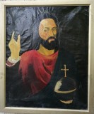 Tablou barbat cu glob, nesemnat., Portrete, Ulei, Realism