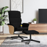 Scaun rabatabil cu taburet, negru, material textil