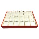 Cumpara ieftin Tav? Prezentare Cercei, Structur? Lemn ?i Piele Eco Orange/Crem &ndash; 250x180x35 mm