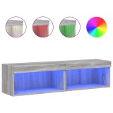 Cumpara ieftin Comode TV cu lumini LED, 2 buc., gri sonoma, 60x30x30 cm