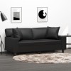 VidaXL Canapea cu 2 locuri cu pernuțe, negru, 140 cm, piele ecologică 3200866