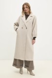 Answear Lab palton de lana culoarea bej, de tranzitie, oversize