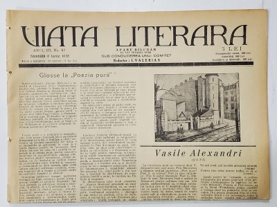 VIATA LITERARA , SUB CONDUCEREA UNUI COMITET , SAPTAMANAL , ANUL III , NR.87 , 9 IUNIE , 1928 foto