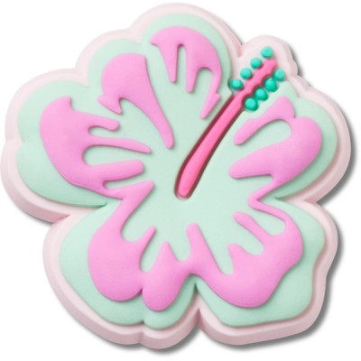 Jibbitz Crocs Turquoise and Pink Hibiscus foto