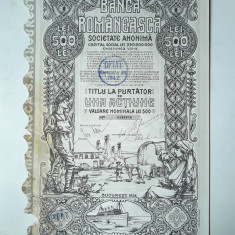 500 Lei 1938 Banca Romaneasca actiuni vechi / Romania 560946