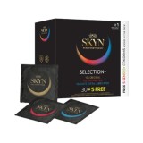Prezervative MANIX Skyn Selection 35, 6 sortimente diferite, fără latex, lubrifiate, diametru 53 mm
