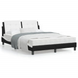 Cadru de pat cu tablie, negru/alb, 140x200 cm, piele ecologica GartenMobel Dekor, vidaXL