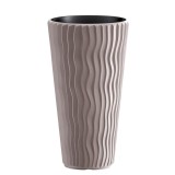 Ghiveci decorativ de flori, rotund, inalt, cafeniu, 18/45 L, 39x70.8 cm, Sandy Slim&nbsp;, Prosperplast