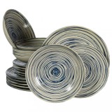 Set farfurii 18 piese, 6 persoane, Alb Ivoire cu albastru