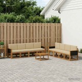 Cumpara ieftin Set de canapele de exterior 9 buc. 8-Locuri Natural si Bej