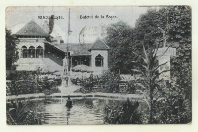 cp Bucuresti : Bufetul de la Sosea - circulata 1916 foto