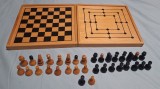 Sah si Tintar - cutia confectionata din lemn lacuit cu piesele din lemn - Joc complet, jucarie veche din anii 1970-1980