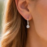 Cercei tip stud argintii cu stras si cristal rotund, CMCLASS