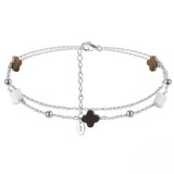 Cumpara ieftin Bratara de glezna argint 925, JW1806, model dublu trifoi, placata cu rodiu