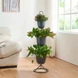 Suport 3 ghivece plante Alphen 110cm negru [en.casa] HausGarden Leisure, [en.casa]