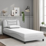 Cumpara ieftin Cadru de pat cu tăblie, alb, 80x200 cm, piele ecologică