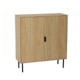 Dulap cu 2 rafturi din MDF, culoarea lemnului 80 x 30 x 90 cm, usi duble si picioare metalice