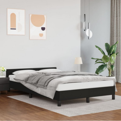 vidaXL Cadru de pat cu tăblie, negru, 120x200 cm, piele ecologică foto