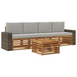 vidaXL Set de canapele de exterior 5 pcs Natural și gri deschis 3384007